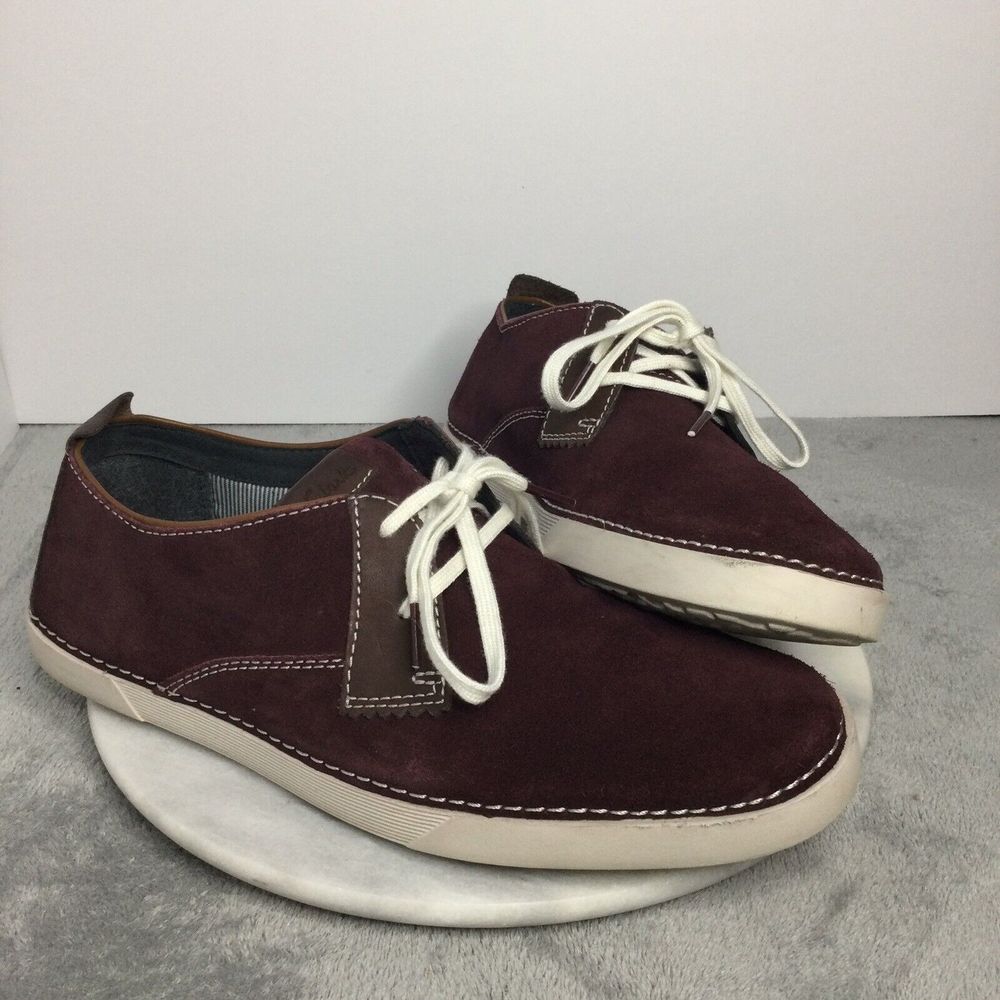 Clarks Weaver 26068077 Mens Burgundy Suede Lace Ups Casual Shoes